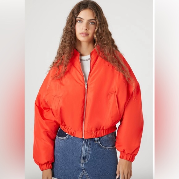 Forever 21 Orange Cropped Bomber Jacket - Picture 14 of 14